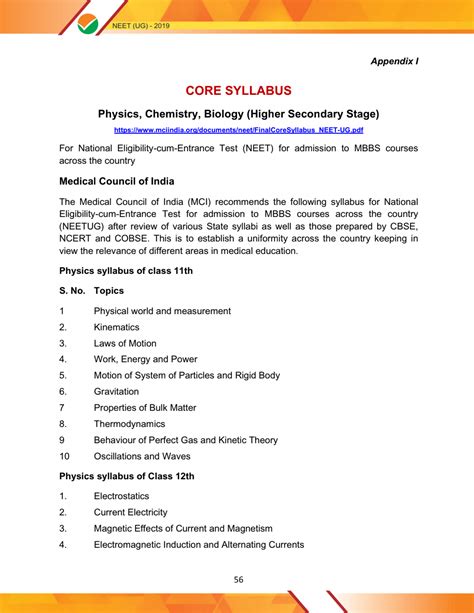 neet 2019 syllabus pdf